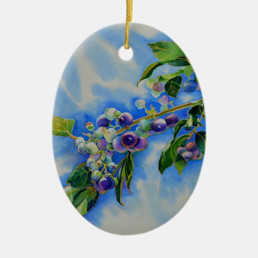 Elegante Blueberry waterverf schilderij Keramisch Ornament (Voorkant)