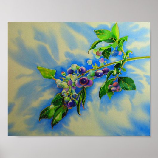 Elegante Blueberry waterverf schilderij Poster (Voorkant)