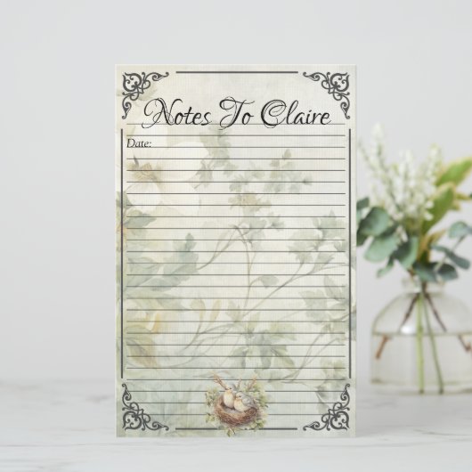 Elegante Bluebirds en Wildflower Meadow Stationery Briefpapier (Staand voorkant)