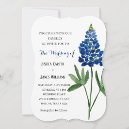 Elegante Bluebonnet Texaanse Waterverf Bloemen Huw Kaart