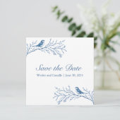Elegante Bluejays op een tak Save The Date (Staand voorkant)