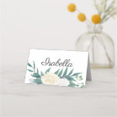 Elegante Blumen Grün Weiss Plaatskaartje (Voorkant)
