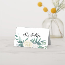Elegante Blumen Grün Weiss Plaatskaartje
