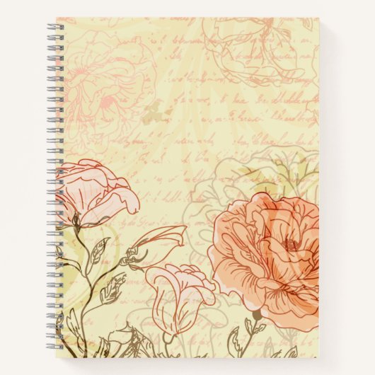 Elegante Blumen Rose Kalligrafie Vintage Notitieboek