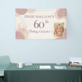 Elegante Blush 60e Verjaardagsfotofeestje Spandoek (Beurs)