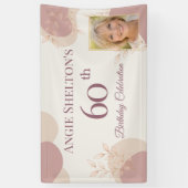 Elegante Blush 60e Verjaardagsfotofeestje Spandoek (Verticaal)
