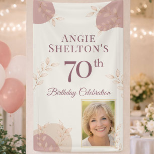 Elegante Blush 70e Verjaardagsfotofeest Spandoek