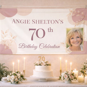 Elegante Blush 70e Verjaardagsfotofeest Spandoek