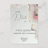 Elegante Blush Agate Vloeibare Inkt Informatiekaartje (Voorkant)