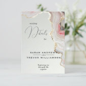 Elegante Blush Agate Vloeibare Inkt Informatiekaartje (Staand voorkant)