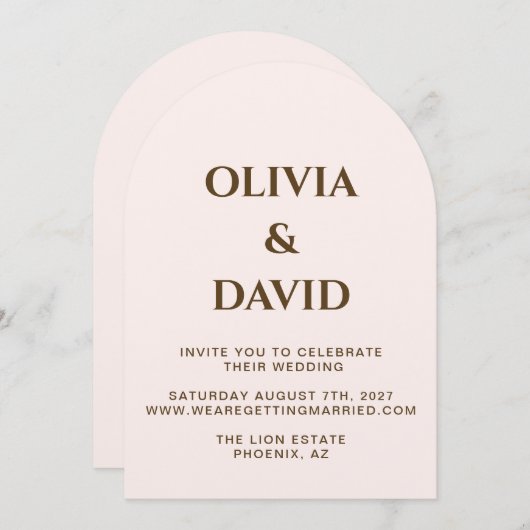 Elegante Blush Arch bruiloft uitnodiging | Champag (Voorkant / Achterkant)