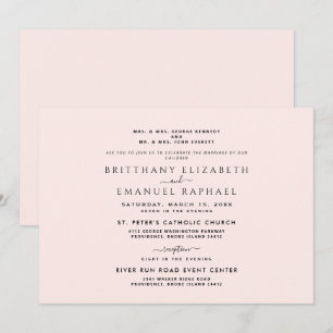 Elegante Blush Beide Ouders Vermeld Huwelijk I Kaart