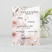 Elegante Blush & Beige Boho Bloemen Huwelijk Kaart (Staand voorkant)
