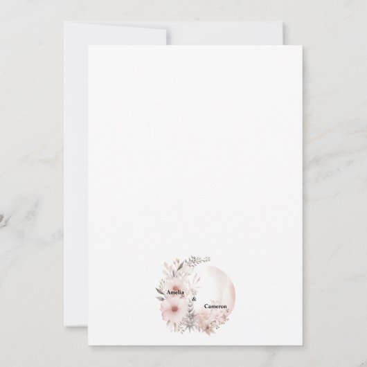 Elegante Blush & Beige Boho Bloemen Huwelijk Kaart (Achterkant)