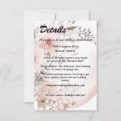 Elegante Blush & Beige Boho Bloemen Trouwdetails (Voorkant)