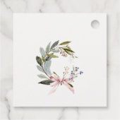 Elegante Blush Blauw Groene Winter Kerst Krans Bedankjes Labels (Achterkant)