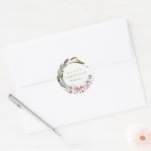 Elegante Blush Blauw Groene Winter Kerst Krans Ronde Sticker (Envelop)