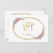 Elegante Blush Bloem Gouden Frame Bruiloft RSVP (Voorkant / Achterkant)