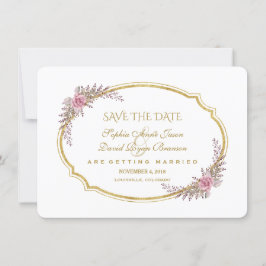 Elegante Blush Bloem Gouden Lijst Save The Date