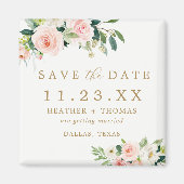 Elegante Blush Bloemachtige Bewaar de Datum Magnee Magneet (Voorkant)