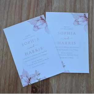 Elegante Blush Bloemblaadjes Bruiloft Roos Goud Folie Uitnodiging