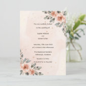 Elegante Blush Bloemen Aquarel bruiloft Kaart (Staand voorkant)