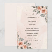 Elegante Blush Bloemen Aquarel bruiloft Kaart (Voorkant / Achterkant)
