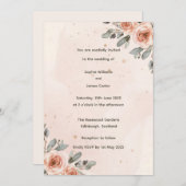 Elegante Blush Bloemen Aquarel bruiloft Kaart (Voorkant / Achterkant)