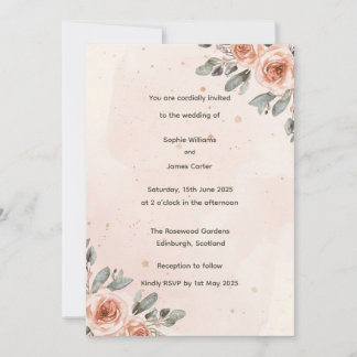 Elegante Blush Bloemen Aquarel bruiloft Kaart