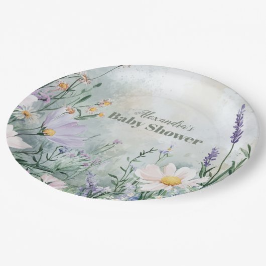 Elegante Blush Bloemen Baby in Bloom Papieren Bordje (Gekanteld)