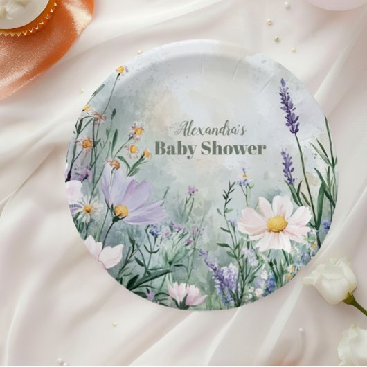Elegante Blush Bloemen Baby in Bloom Papieren Bordje