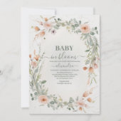 Elegante Blush Bloemen Baby in Bloom Shower Kaart (Voorkant)