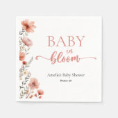 Elegante Blush Bloemen Baby in Bloom Shower Servet (Voorkant)