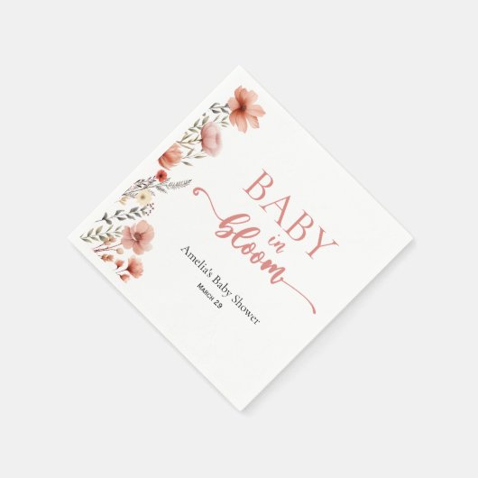 Elegante Blush Bloemen Baby in Bloom Shower Servet (Hoek)