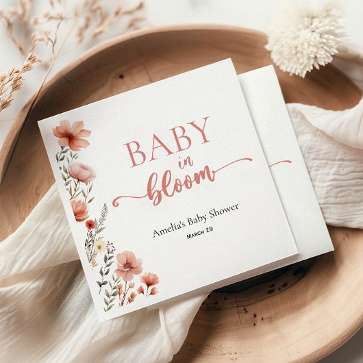 Elegante Blush Bloemen Baby in Bloom Shower Servet
