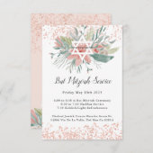 Elegante Blush Bloemen Bat Mitswa Service Informatiekaartje (Voorkant / Achterkant)