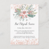 Elegante Blush Bloemen Bat Mitswa Service Informatiekaartje (Voorkant)