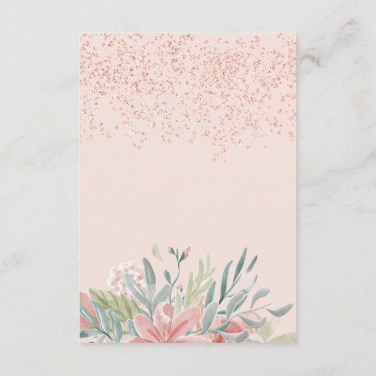 Elegante Blush Bloemen Bat Mitswa Service Informatiekaartje (Achterkant)