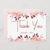 Elegante Blush Bloemen bruiloft Dank u Briefkaart (Voorkant / Achterkant)
