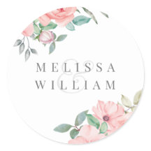 Elegante Blush Bloemen Bruiloft Envelop Seal