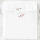 Elegante Blush Bloemen Bruiloft Envelop Seal Ronde Sticker (Tas)