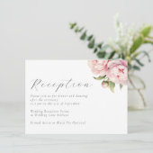 Elegante Blush Bloemen Bruiloft Receptie Informatiekaartje (Staand voorkant)