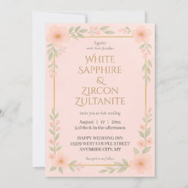 Elegante Blush Bloemen bruiloft uitnodiging met go