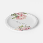 Elegante Blush Bloemen Charcoal Wit Moderne Bruilo Papieren Bordje (Gekanteld)