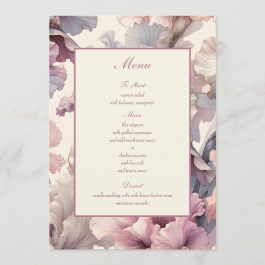 Elegante Blush Bloemen Chique Stijlvolle Bruiloft  Menu (Voorkant)