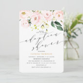 Elegante Blush Bloemen en Groen Adoptie Douche Kaart (Staand voorkant)