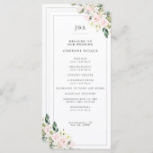 Elegante Blush Bloemen Eucalyptus Groen Huwelijk Programmakaart (Voorkant / Achterkant)