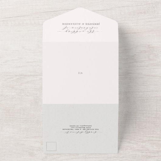 Elegante Blush Bloemen & Eucalyptus Wedding All In One Uitnodiging (Buitenkant)