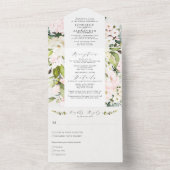 Elegante Blush Bloemen & Eucalyptus Wedding All In One Uitnodiging (Binnen)