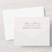 Elegante Blush Bloemen & Eucalyptus Wedding All In One Uitnodiging (Achterkant)